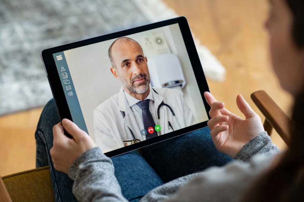 man having a telemedicine consultation