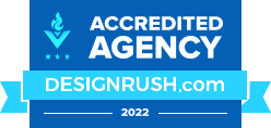 An "Accredited Agency" badge from DesignRush.com
