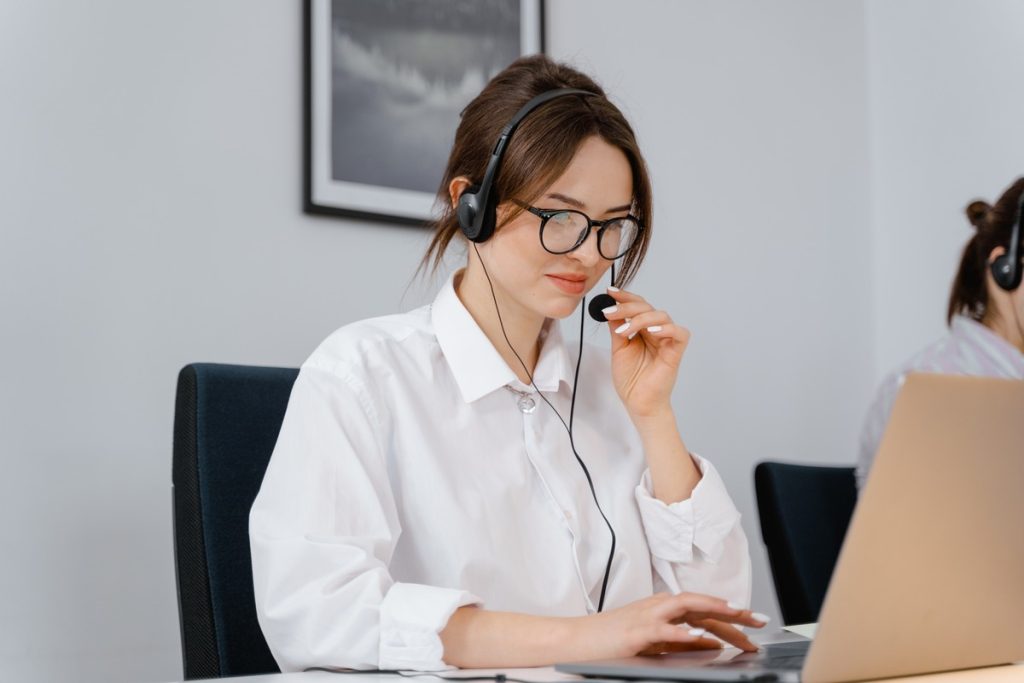 Receptionist with headset
