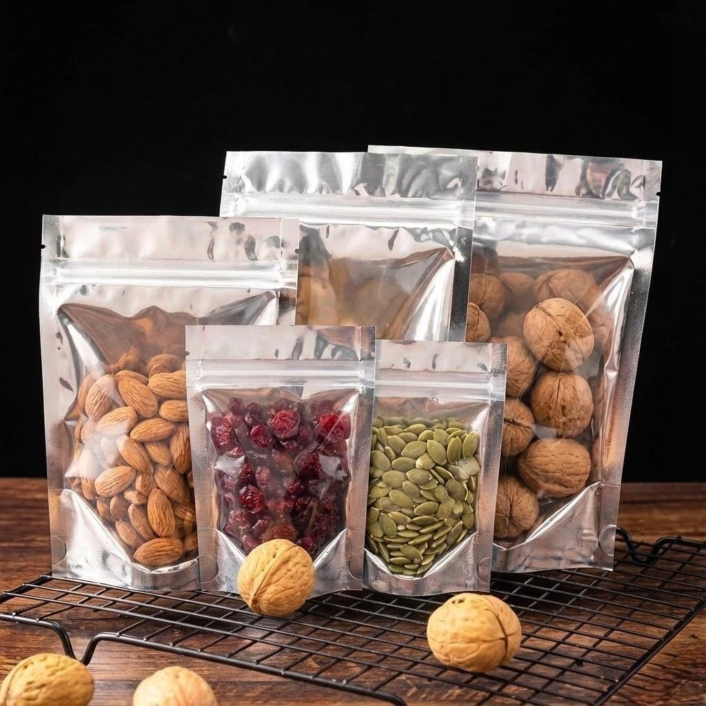 One Side Silver / One Side Transparent Pouches