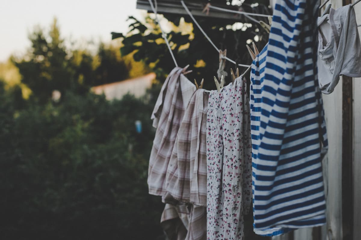 Clothes drying on a washing line outside