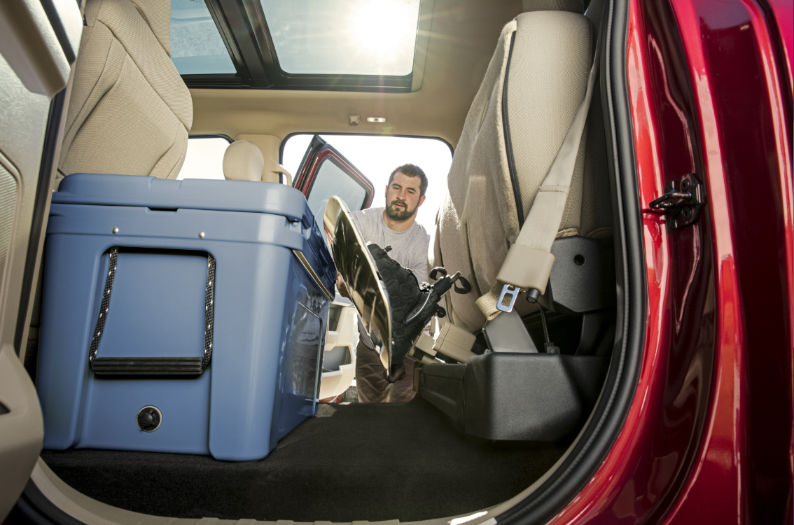 red 2020 ford f-150 with a flat load floor