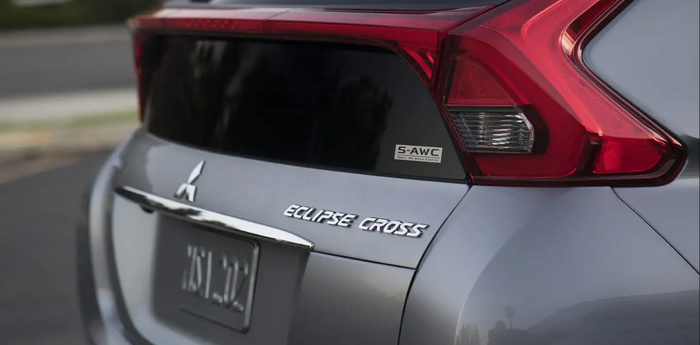 back of silver 2019 mitsubishi eclipse cross showing badges