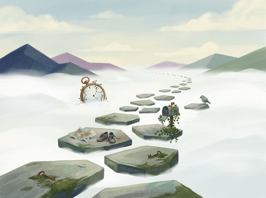 Enormous cathedral library stretching to the clouds — metaphor for the vocabulary long tail that advanced language learners face at B2–C1 level