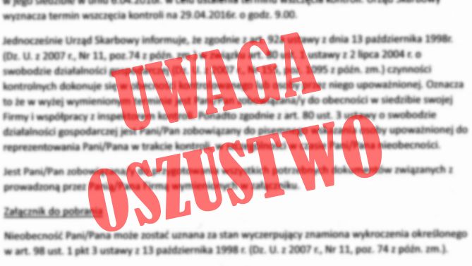 Uwaga na fałszywe e-maile o zamiarze wszczęcia kontroli skarbowej! - Zdjęcie główne