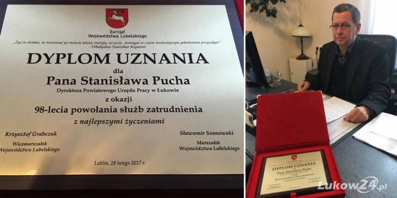 Dyplom uznania dla dyrektora Stanisława Pucha - Zdjęcie główne