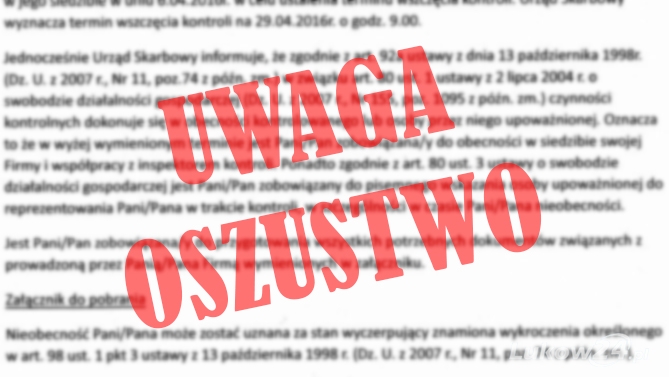 Uwaga na fałszywe e-maile o zamiarze wszczęcia kontroli skarbowej! - Zdjęcie główne