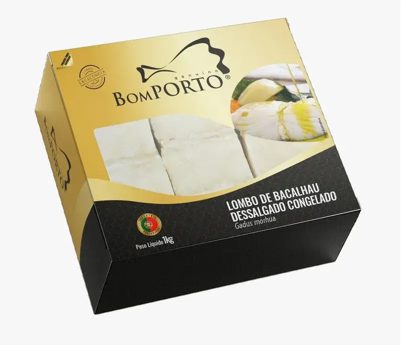 Lombo de Bacalhau Congelado Dessalgado Bom Porto Caixa 1kg