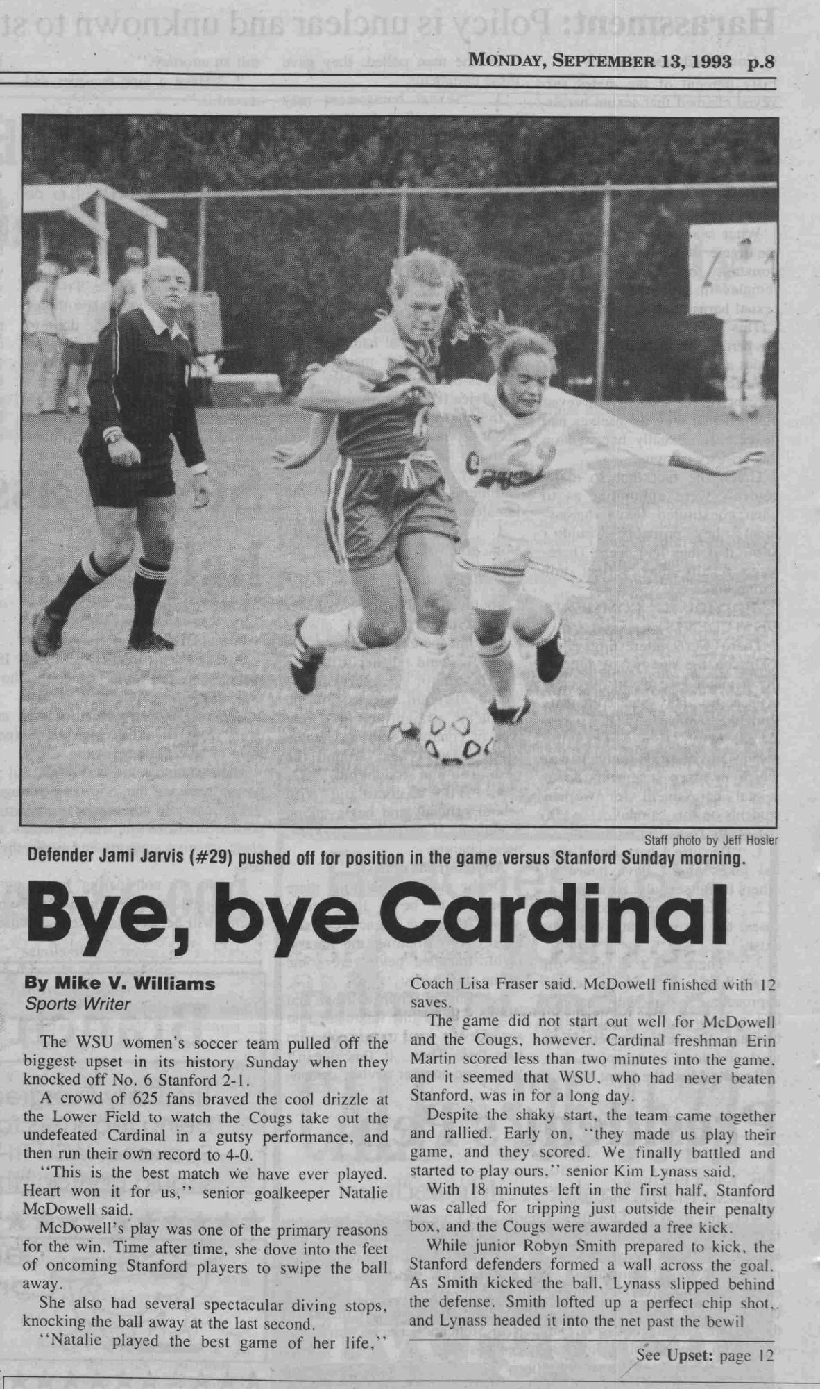 Soccer beats Stanford 1993 Evergreen