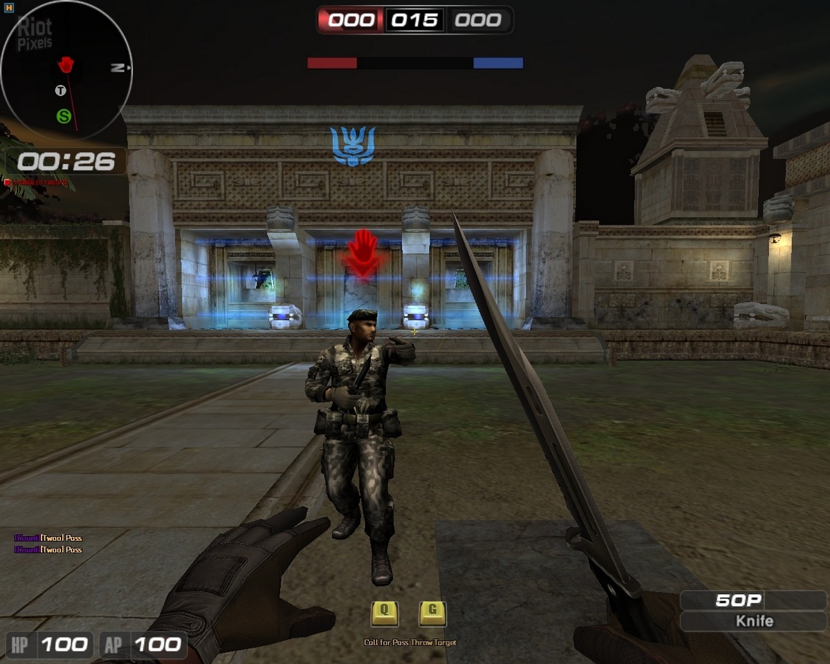 Game playing screen shot of FPS game “Sudden Attack.”