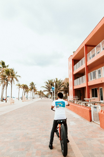 Cyclist on the broadwalk
