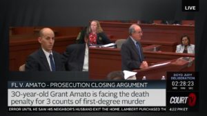 split screen of grant amato and prosecutor