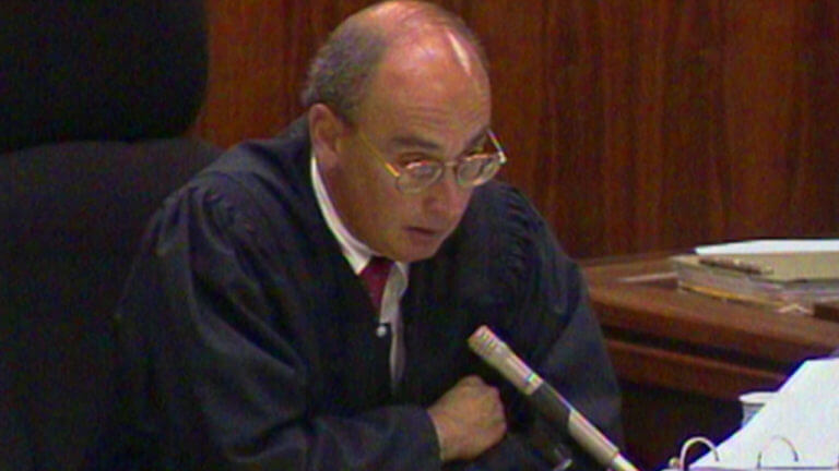 Judge Stanley Weisberg speaks during the Menendez brothers' trial