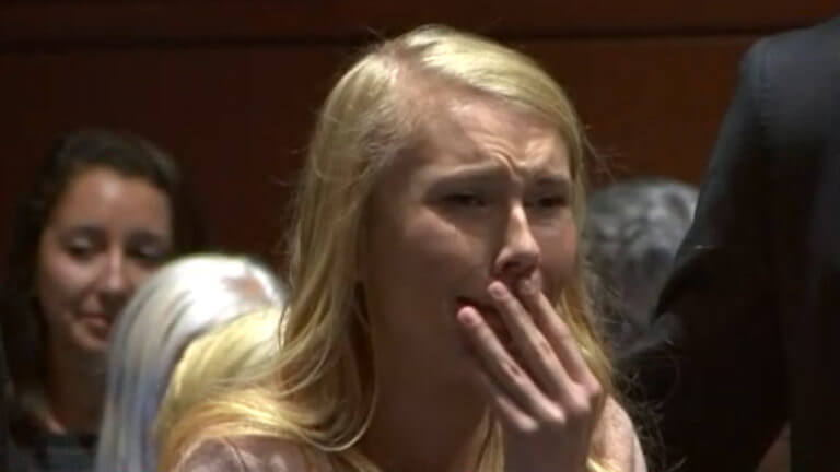 Brooke Skylar Richardson reacts as the jury's verdict is read