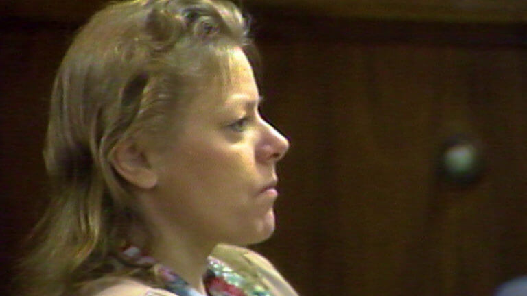 Aileen Wuornos listens to opening statements in the penalty phase of her murder trial