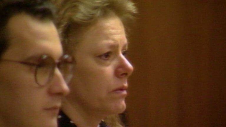 Aileen Wuornos reacts as the jury's verdict is read