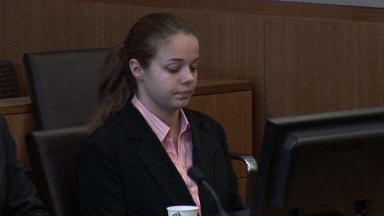 Elizabeth Johnson listens in court during her kidnapping trial