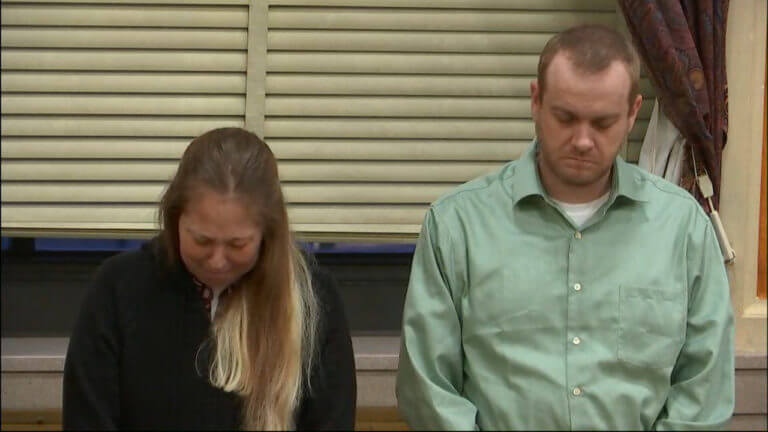 Jessica & Daniel Groves react as the judge sentences them for the death of their child