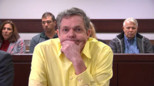 Michael Keetley reacts as a mistrial is declared