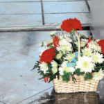 Flower arrangement seen on Marlene Warren's doorstep