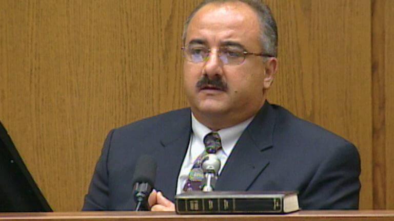 A man testifies in court