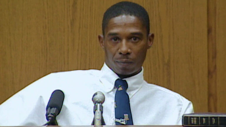 A man testifies in court