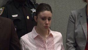 Casey Anthony reacts as the jury's verdict is read