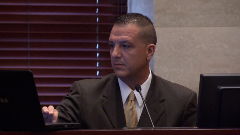 A man testifies in court