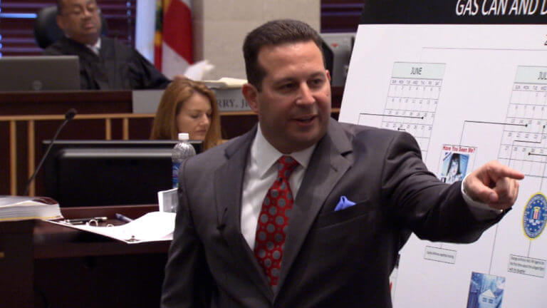 Jose Baez points to the jury