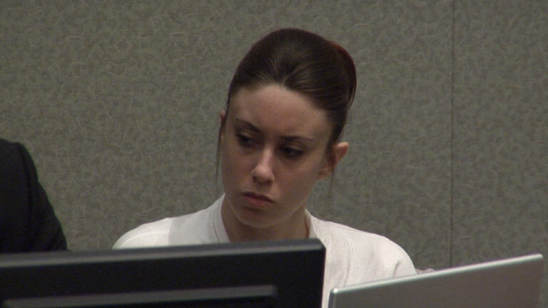 Casey Anthony sits behind computer monitors in court