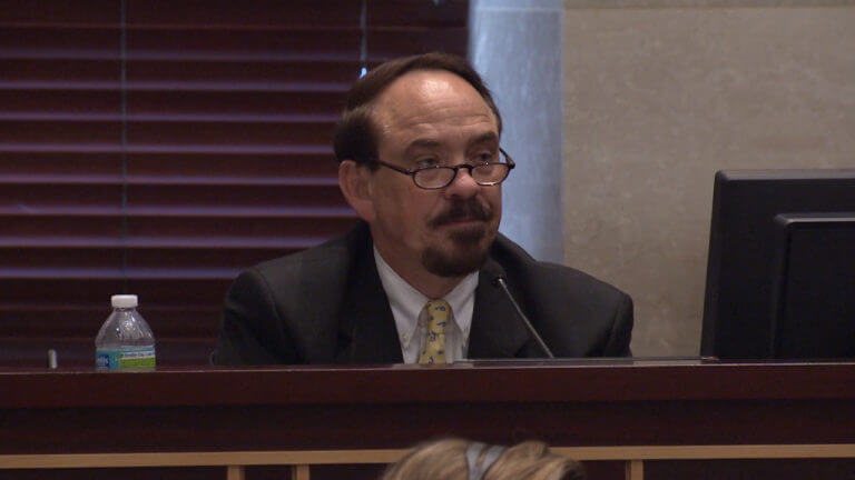 A man testifies in court