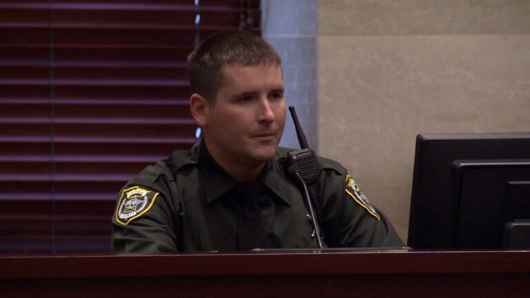 A police officer testifies in court