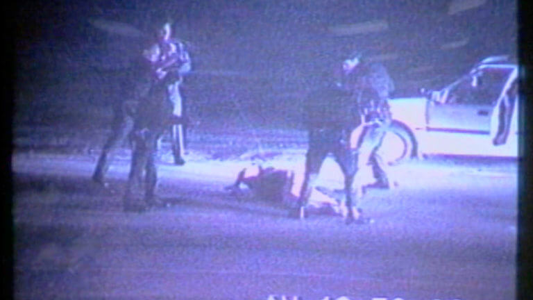 LAPD officers are seen on tape beating black motorist Rodney King