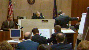 Judge presides over crowded courtroom