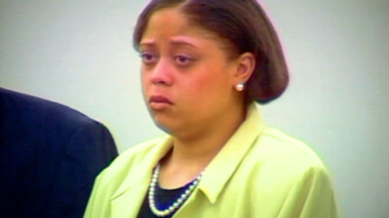 Chante Mallard reacts as the jury's verdict is read