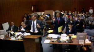 attorneys are seen in a courtroom