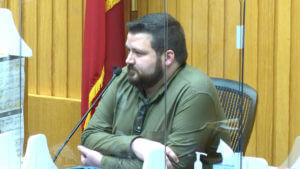 a man testifies in court