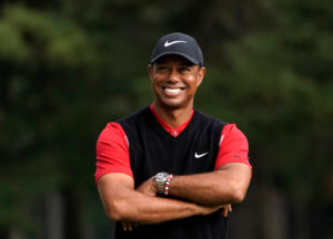 Tiger Woods smiles during the winner's ceremony after winning the Zozo Championship PGA Tour