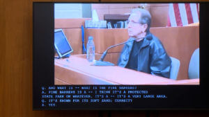 a man appears testifying in video tape