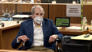 Robert Durst sits in a wheelchair in court