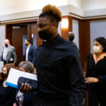 Henry Ruggs III arrives at court during his hearing at the Regional Justice Center, on Nov. 22, 2021