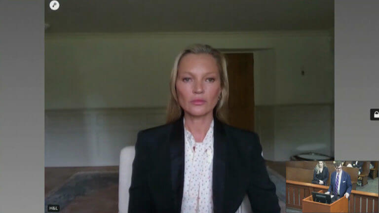 British supermodel Kate Moss testifies