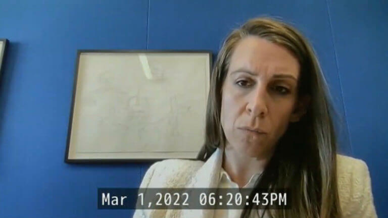 The jury views video deposition from Jessica Kovacevic
