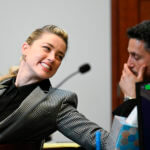 Actor Amber Heard looks on in the courtroom