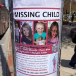 Missing child poster featuring Harmony Montgomery wrapped around a pole.