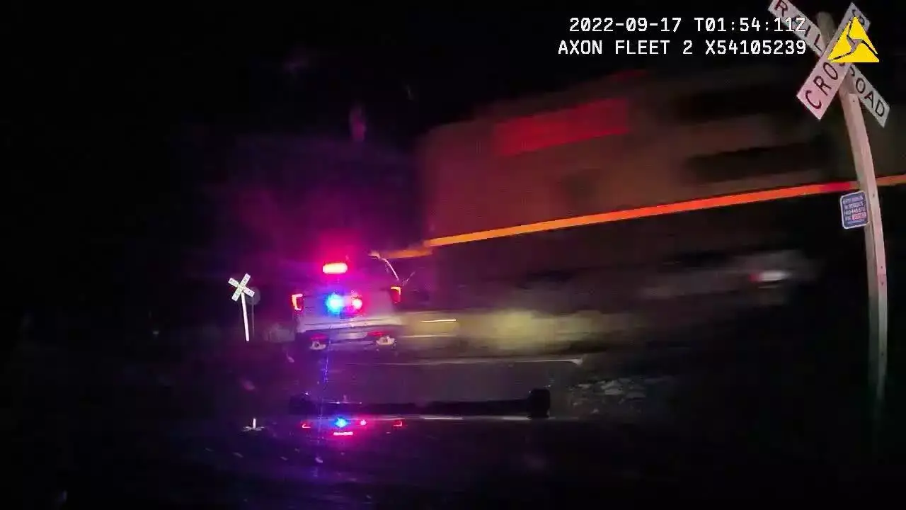 cruiser left on train tracks