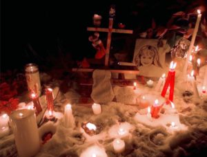 candles outside memorial