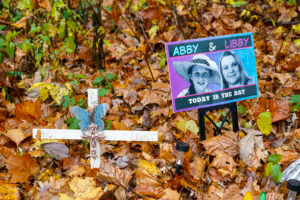 A makeshift memorial to Liberty German, and Abigail Williams