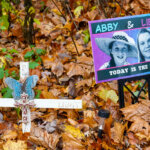 A makeshift memorial to Liberty German, and Abigail Williams