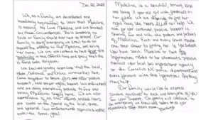 Madalina Cojocari family letter